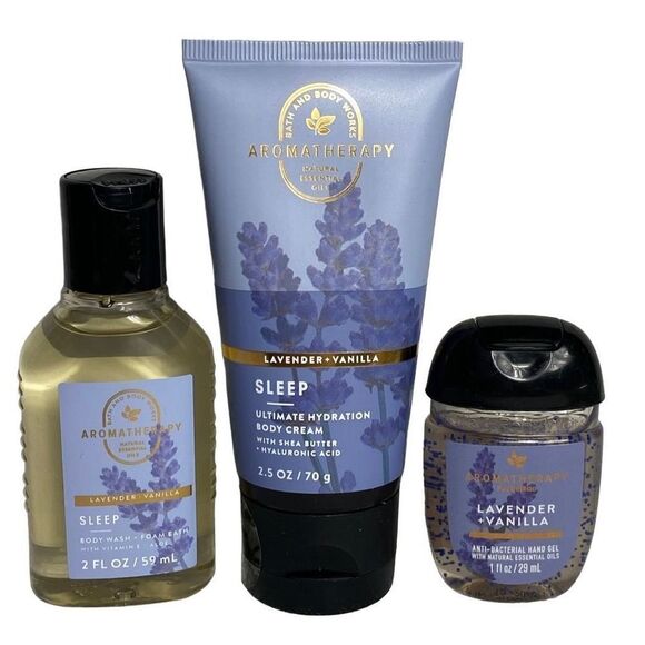 Bath and Body Works SLEEP LAVENDER + VANILLA Travel Size 3 Piece Set - Picture 1 of 9